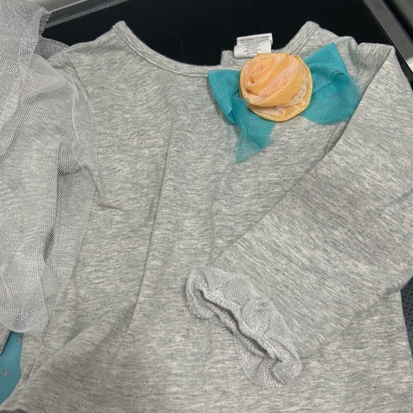 Girls two piece matching set stars sparkle tutu tulle flower fancy - Picture 5 of 5